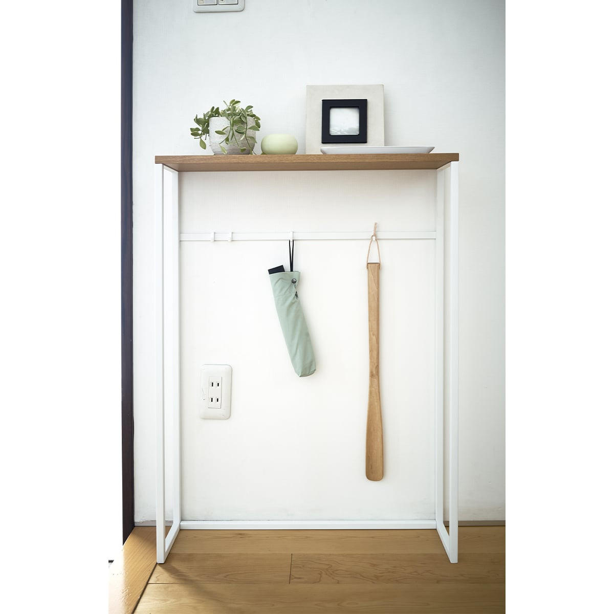 KONSOLENTISCH aus Metall und Holz - L60 cm - Weiß, Metall (60/18.5/80.5cm) - Yamazaki