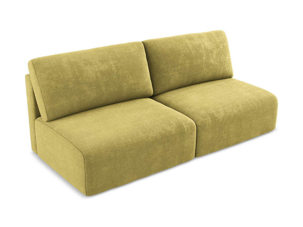 3-SITZER SOFA mit Schlaffunktion Chenille Stoff Grün - Limette/Schwarz, Kunststoff/Textil (216/79/102cm) - Makamii