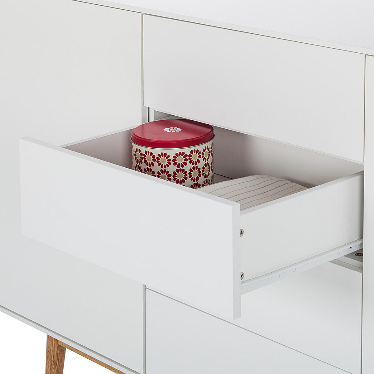 SIDEBOARD - Breite 160 cm - Eichefarben/Weiß, Holzwerkstoff (160/90/40cm) - home24