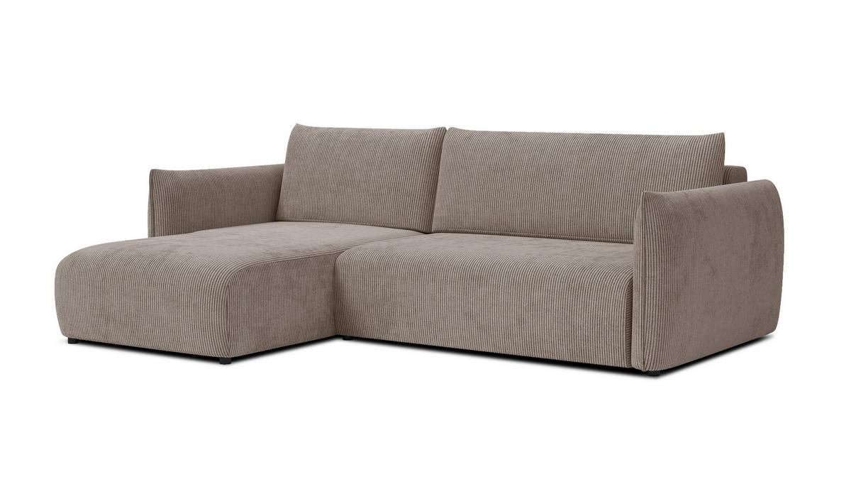 ECKSOFA TAUER 3-Sitzer rechts, taupe - Taupe/Schwarz, Holz/Textil (248/173cm) - Courtois Laville