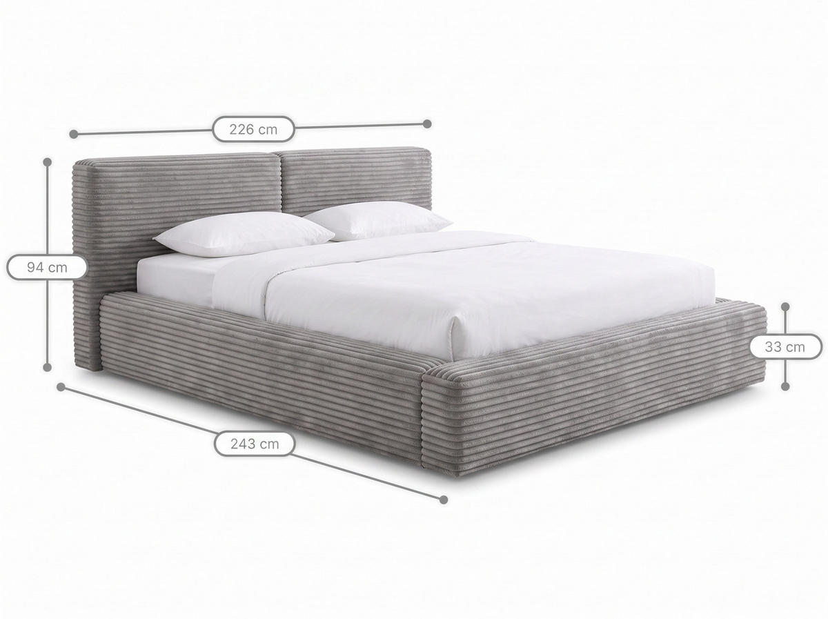 POLSTERBETT Nara Anthrazit 180/200 cm mit Bettkasten - Anthrazit, Textil/Metall (180/200cm) - wonello