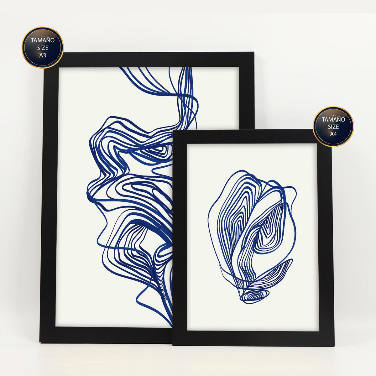 POSTER Set Mit 6 Verlockend Schrägen In Form Abstracts Ästhetische Dekorative Gemälde Für Ihr Wohnzimmer Schlafzimmer Zuhause A3 & A4 Schwarzer Rahmen - Schwarz, Papier (29/3cm) - Nacnic