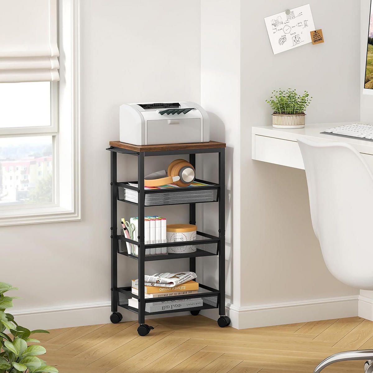 NISCHENWAGEN - Schwarz, Holzwerkstoff/Metall (22/77/45cm) - Relaxdays