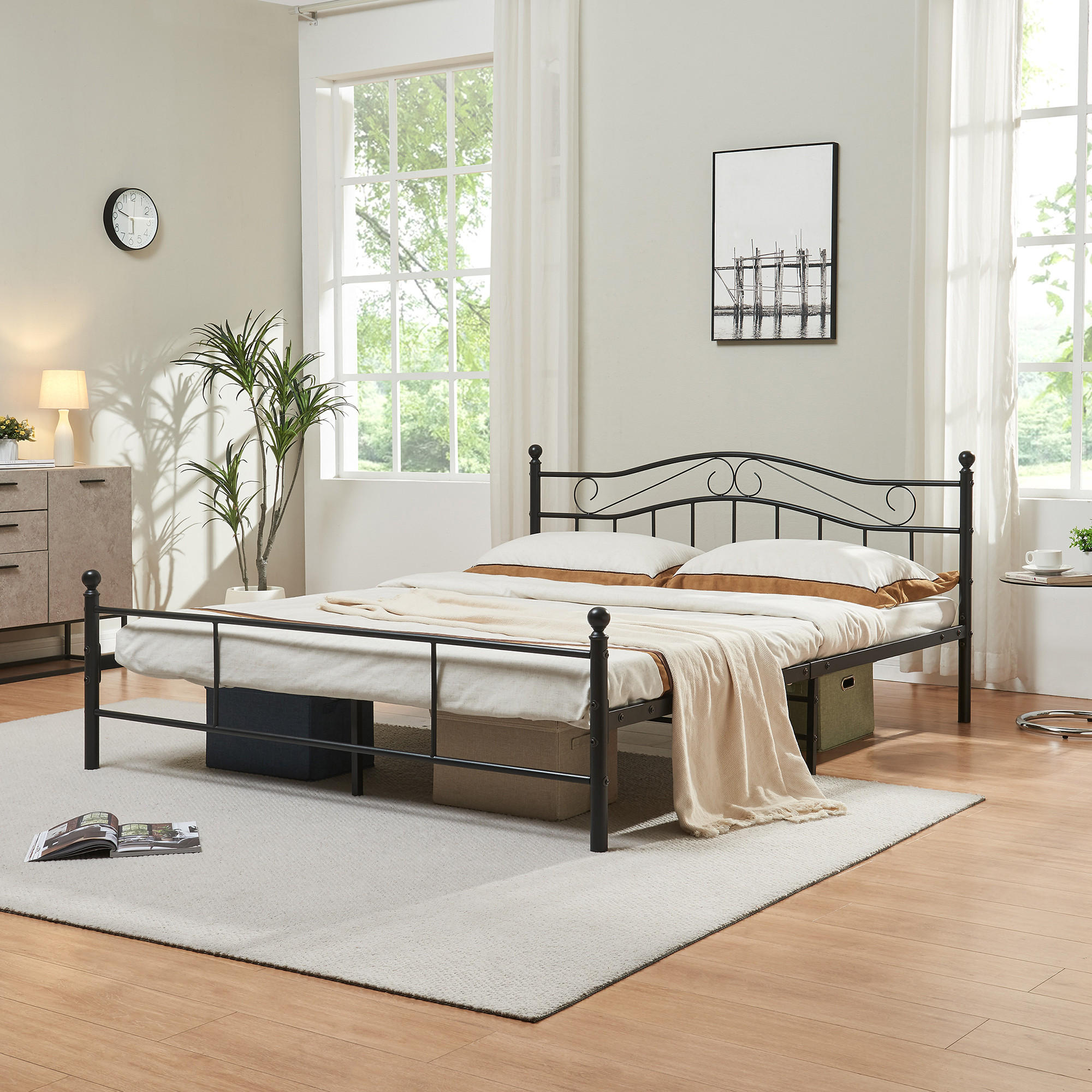 METALLBETT Florenz - Schwarz, Metall (160/200cm) - [en.casa]