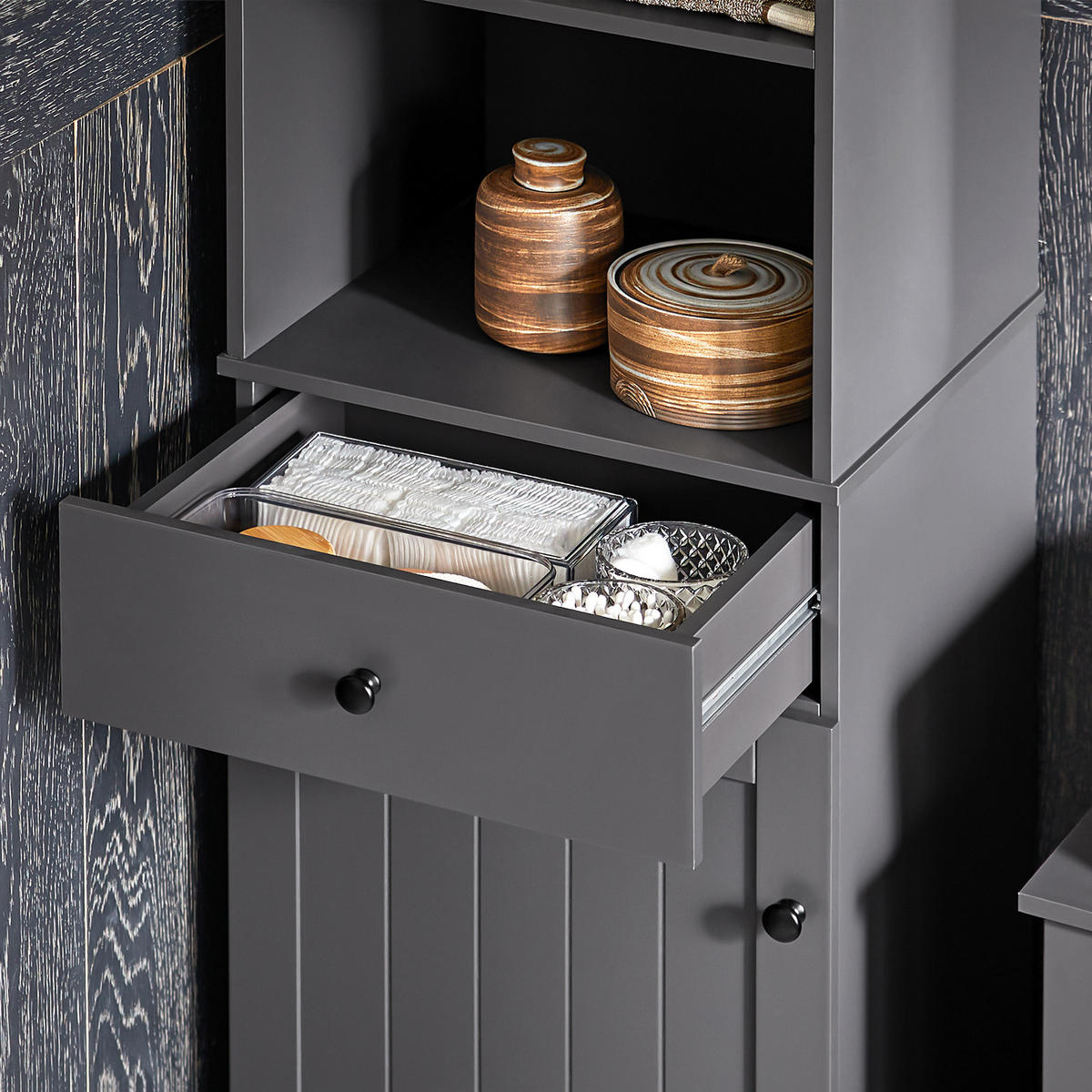 HOCHSCHRANK Dunkelgrau - Grau, Holzwerkstoff (40/161/35cm) - SoBuy