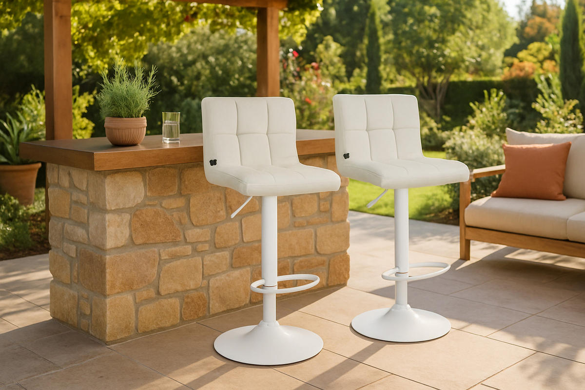 BARHOCKER 2er Set Peran Samt weiß creme - Creme/Weiß, Textil/Metall (46/114/47cm) - TPFLiving