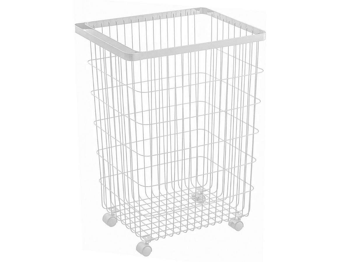 WÄSCHEKORB Tower weiß 46/61/28 cm auf Rollen - Weiß, Metall (46/61/28cm) - Yamazaki