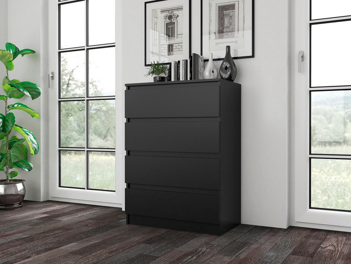 KOMMODE 4 SCHUBLADEN M4 - SCHWARZ - Schwarz, Holzwerkstoff (70/97/40cm) - CDF