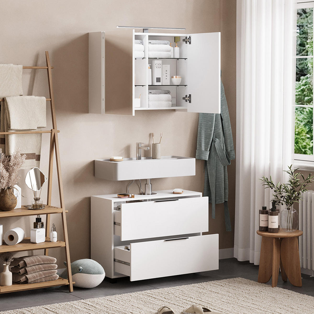 KOUPELNOVÝ NÁBYTEK Alina Bílá - bílá, kompozitní dřevo (80/60/30cm) - Vicco