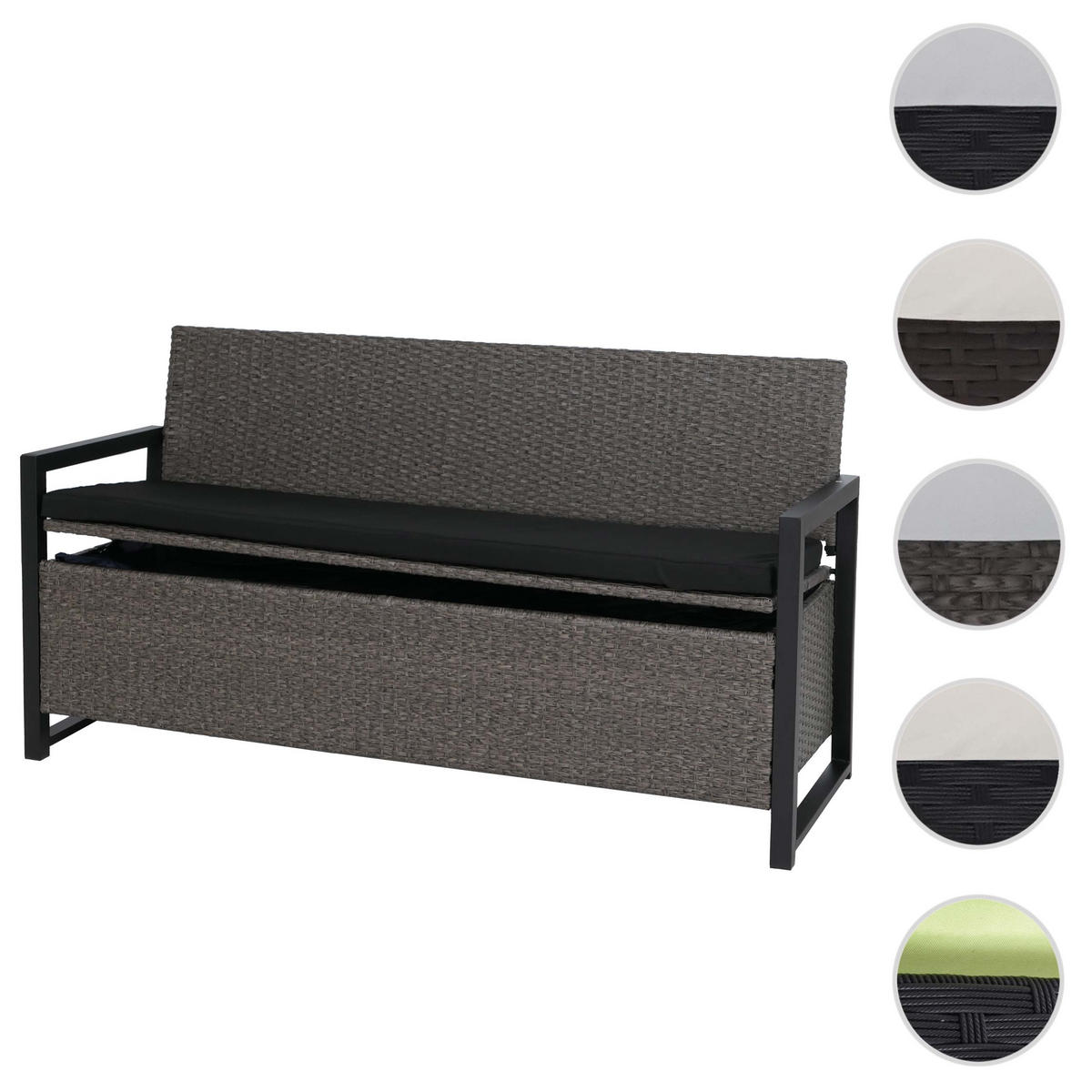 SITZBANK Grau, Schwarz - Schwarz/Grau, Kunststoff (164/87/57cm) - MCW