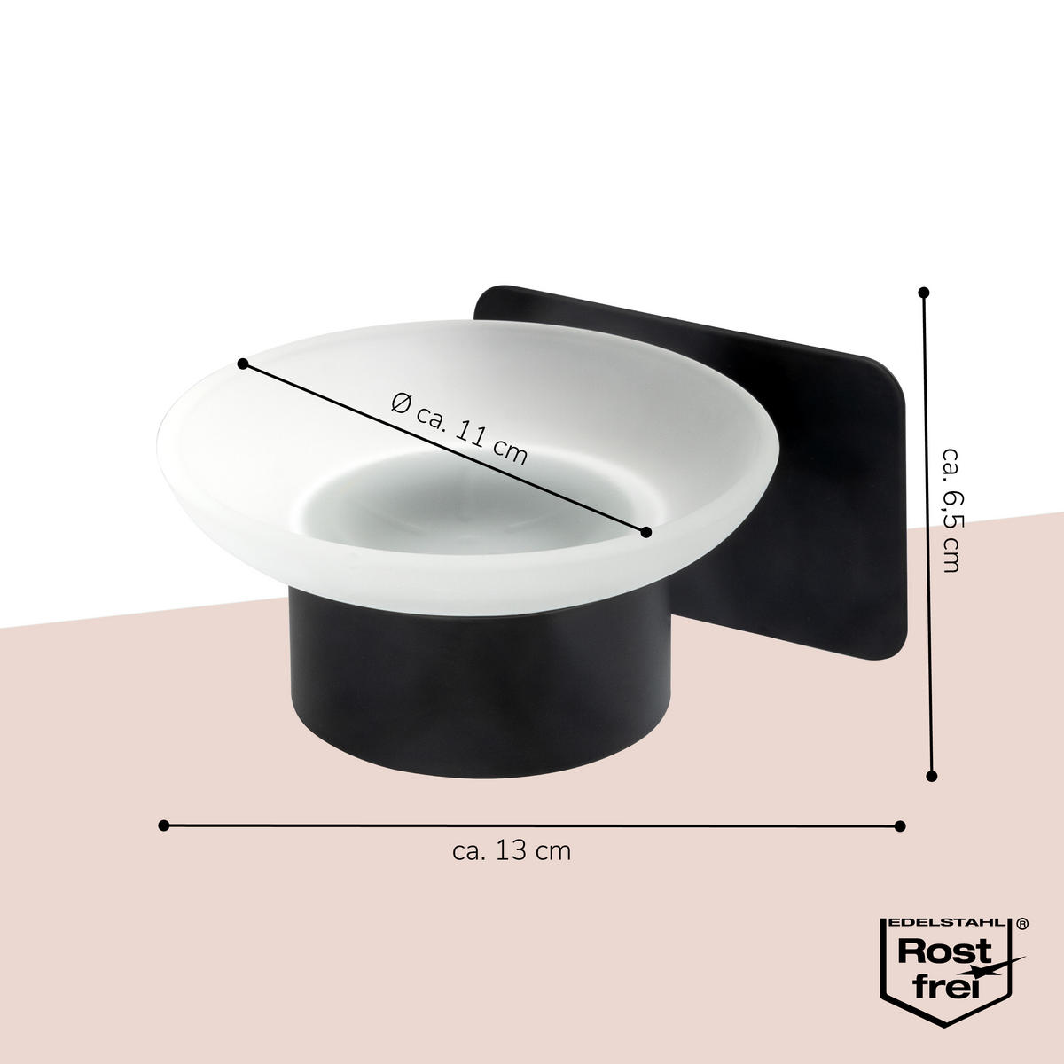 SEIFENSCHALE PIAZZA mit Kleber - Schwarz, Metall (11/6.5/13cm) - bremermann