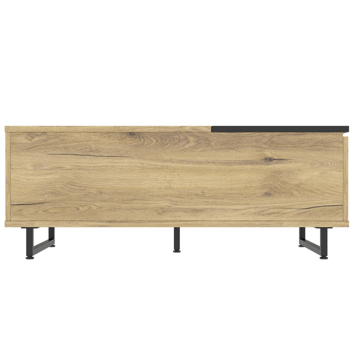 COUCHTISCH aus Holzwerkstoff 103,5x50x27,5 cm Naturfarben/Schwarz mit Lift-Top, LED-Bodenlicht und Stauraum - Naturfarben, Holzwerkstoff (103.5/50/27.5cm) - Modfu