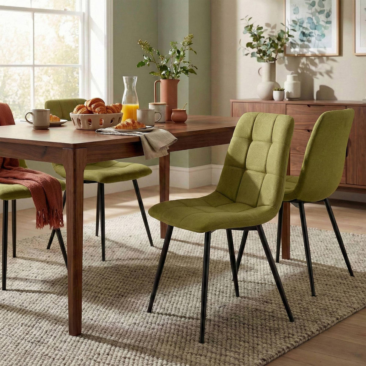 STUHL Stoff Grün - Schwarz/Grün, Textil/Metall (45/84/55cm) - CLP