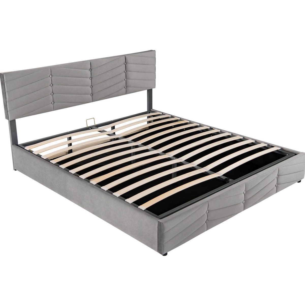POLSTERBETT mit Bettkasten 180x200 cm Samt Grau - Grau, Metall (180/200cm) - Meubliv