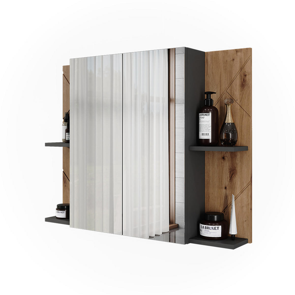 KOUPELNOVÁ ZRCADLOVÁ SKŘÍŇKA Irma Antracit/Artisan - antracitová/dub artisan, kompozitní dřevo (100/75/17.2cm) - Vicco