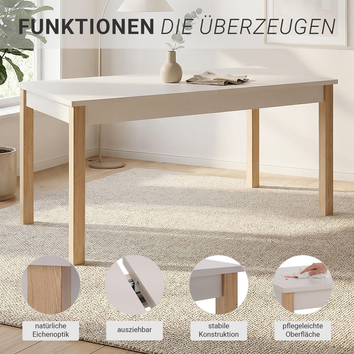 ESSTISCH in beige 160-200/80/77 cm ausziehbar - Beige/Eiche Artisan, Holz (160/80/77cm) - Homestyle4u