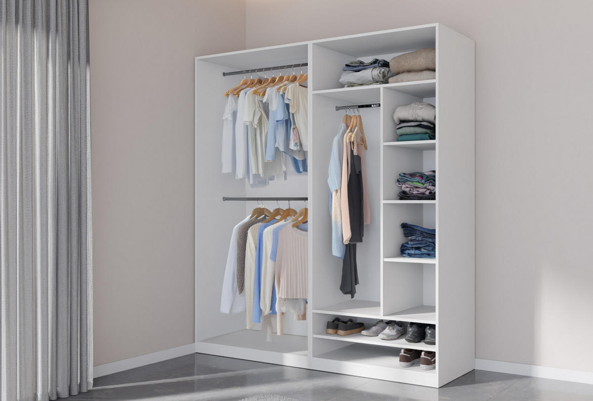 OFFENER-GARDEROBENSCHRANK TRES 02 Weiß 90/206/51 CM - Weiß, Holzwerkstoff (90/206/51cm) - Marmex Möbel