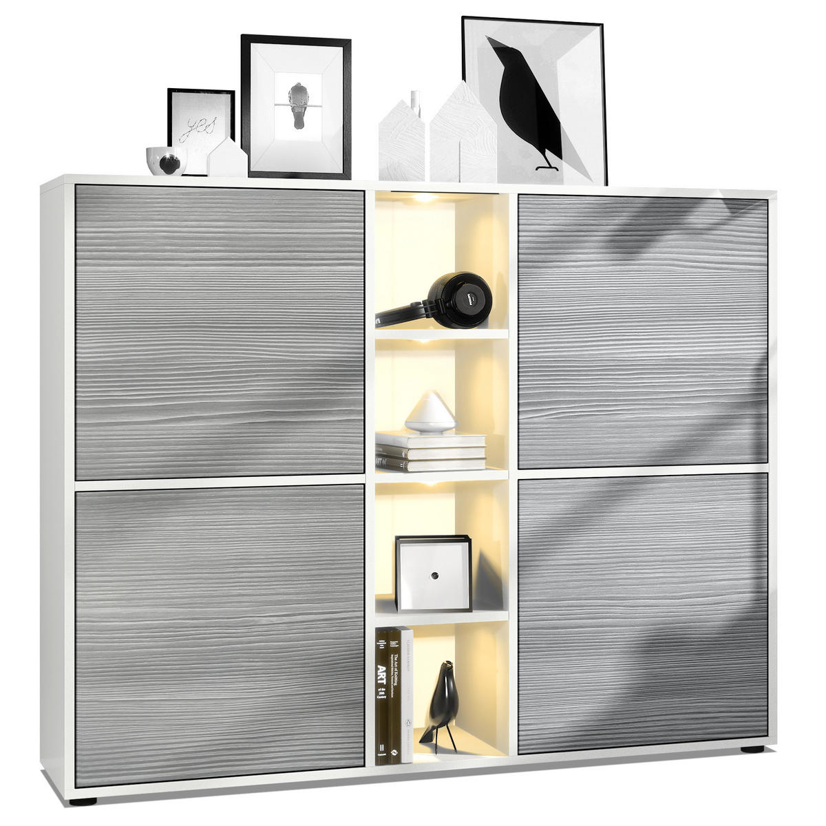 HIGHBOARD Cuba Türen in Avola-Anthrazit - Anthrazit, Holzwerkstoff (130.5/105.5/35.5cm) - Vladon