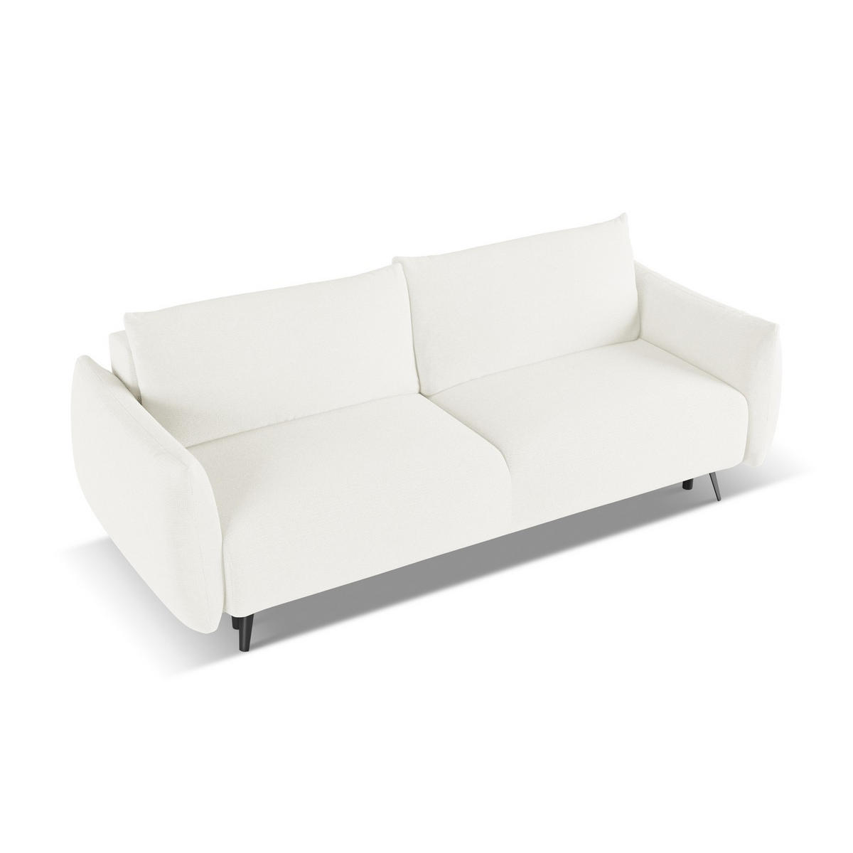 3-SITZER SOFA mit Schlaffunktion Chenille Stoff Weiß - Schwarz/Weiß, Textil/Metall (230/86/105cm) - LaMiaSofa