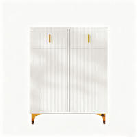 SCHUHSCHRANK Sideboard Weiß mit Schubladen, Push-to-Open und goldenen Akzenten - Weiß, Holz (83/101/35cm) - PARAFTA HOME