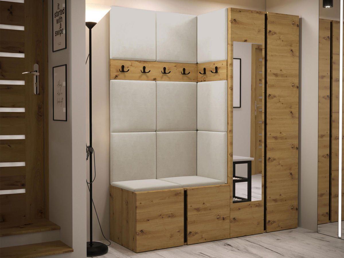 GARDEROBEN-SET Orion XII - Beige/Eiche Artisan, Holzwerkstoff/Kunststoff (158/186/46cm) - MIRJAN24