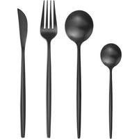 BESTECK Set 24-teilig für 6 Personen Schwarz Matt Edelstahl - Schwarz, Metall