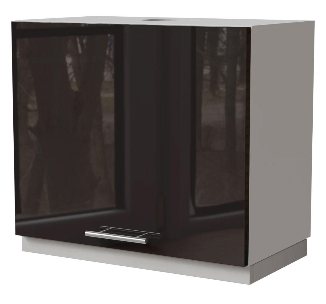 WRASENSCHRANK Essen W8/60 Schwarz Hochglanz / Weiß Matt 60 / 32,5 / 50cm - Schwarz Hochglanz/Schwarz, Holz/Holzwerkstoff (60/50/32.5cm) - Feldmann-Wohnen