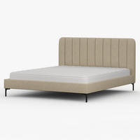 POLSTERBETT LUMI, Lattenrost, ohne Bettkasten, gepolsterte Kopfstütze 160/200 in Beige - Beige/Schwarz, Holz/Textil (160/200cm) - imoebel24