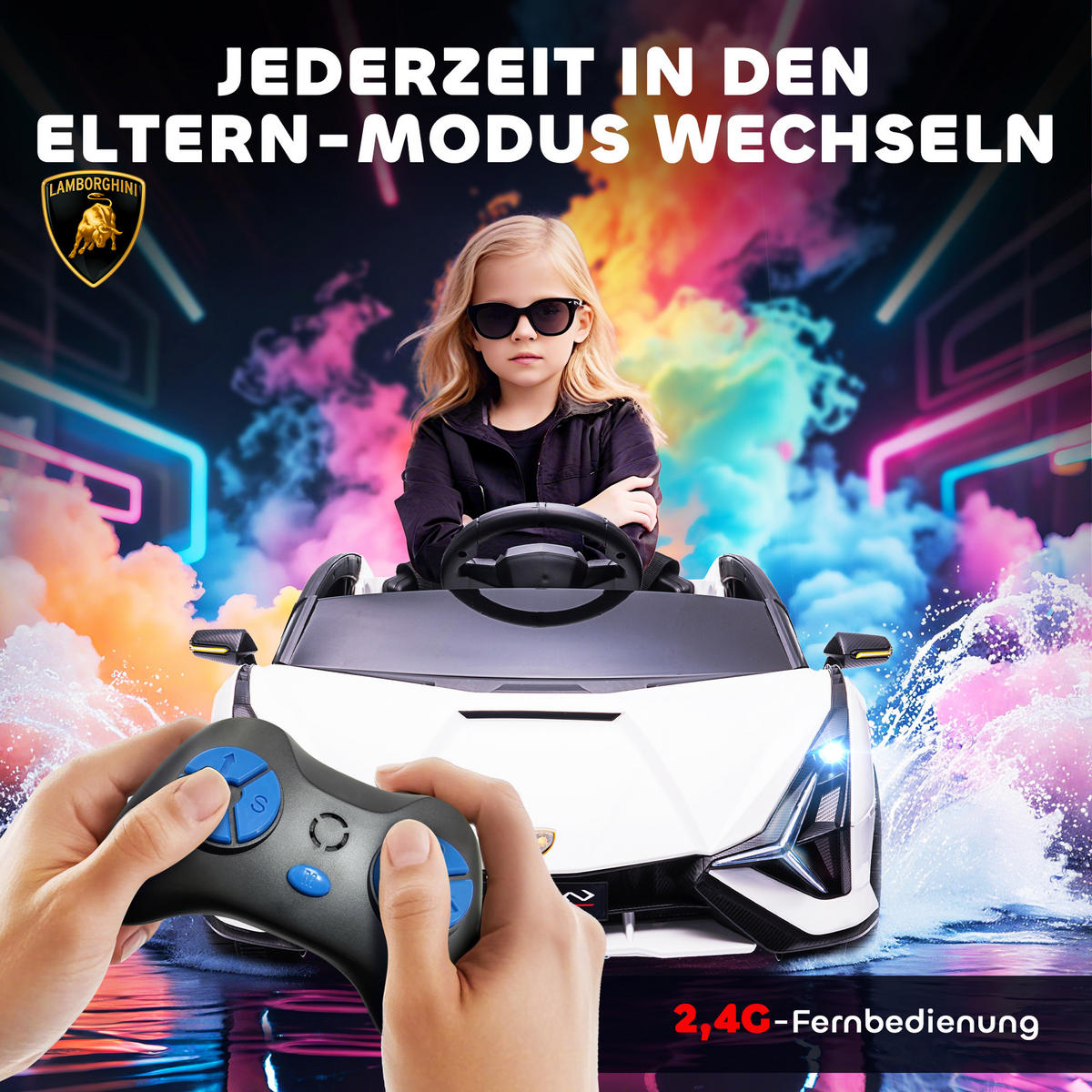 KINDERFAHRZEUG SUV-Auto-Spielzeug mit Fernbedienung Musik Weiß - Weiß, Metall (108/62/40cm) - HOMCOM