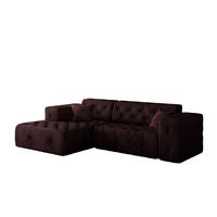 ECKSOFA L-Form Gesteppt LUX Stoff Whisper Links Rotwein - Dunkelrot, Holz/Kunststoff (165/266cm) - Kaiser Möbel