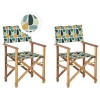 GARTENSTUHL 2er-Set Akazienholz hellbraun grau/mehrfarbig Fleckenmuster Cine - Hellbraun/Gelb, Holz (50/91/50cm) - Beliani
