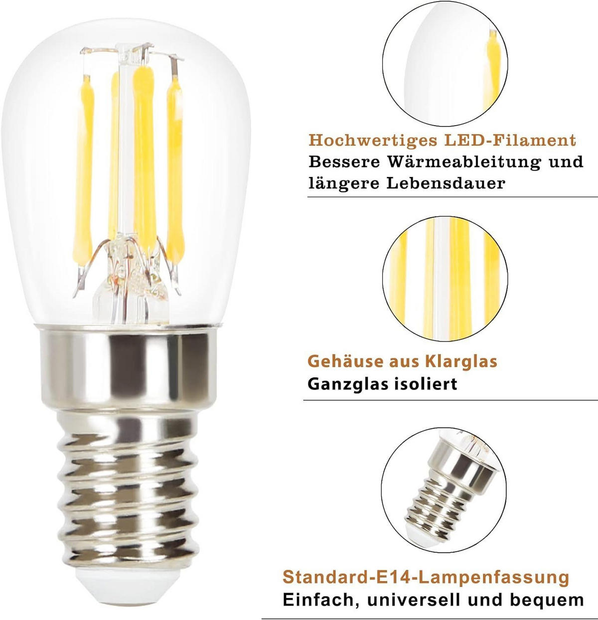LED žárovky E14 4W (balení 10 ks) - průhledná, sklo (2.5/6cm) - Nettlife