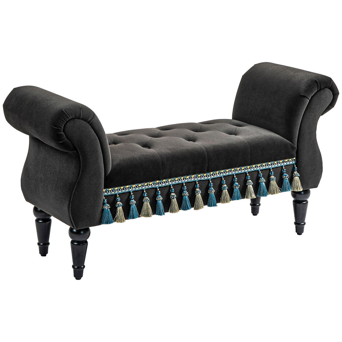 LUXUS Polsterbank, Schaumstoff, Dunkelgrau, 117 x 40 x 58 cm - Hellgrau, Kunststoff (40/58/117cm) - HOMCOM
