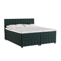 BOXBETT AVALON 180 x 200 cm mit Bettkasten und Topper - Dunkelgrün - Dunkelgrün, Holz - Panda Möbel