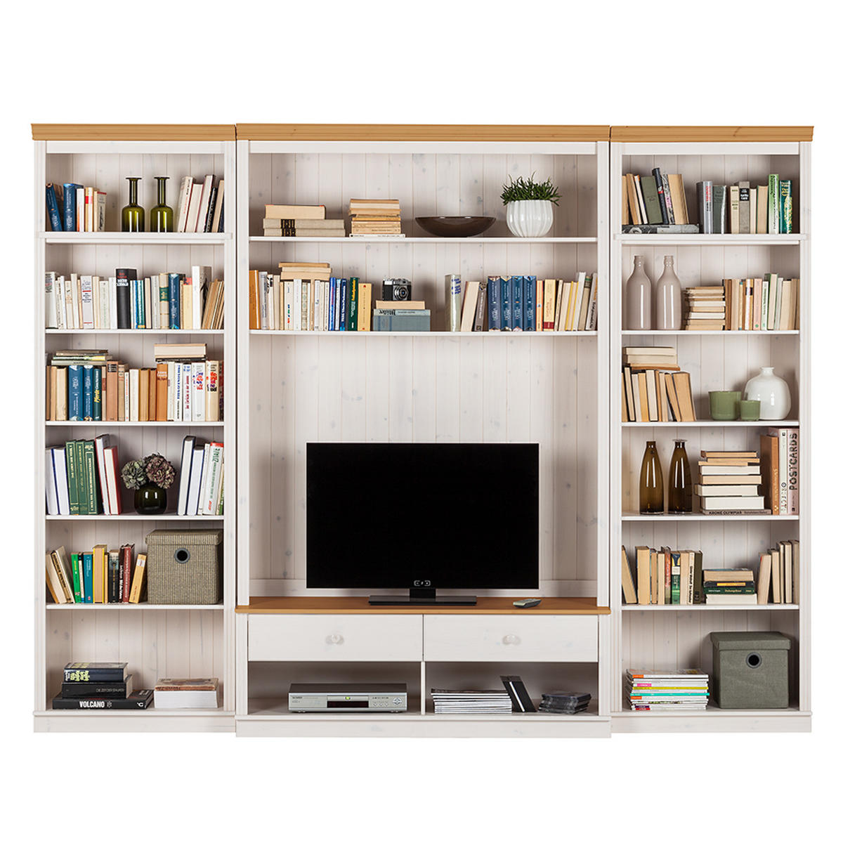 WOHWAND - Kiefer massiv - Typ A - Weiß, Holz (288/223/45cm) - home24