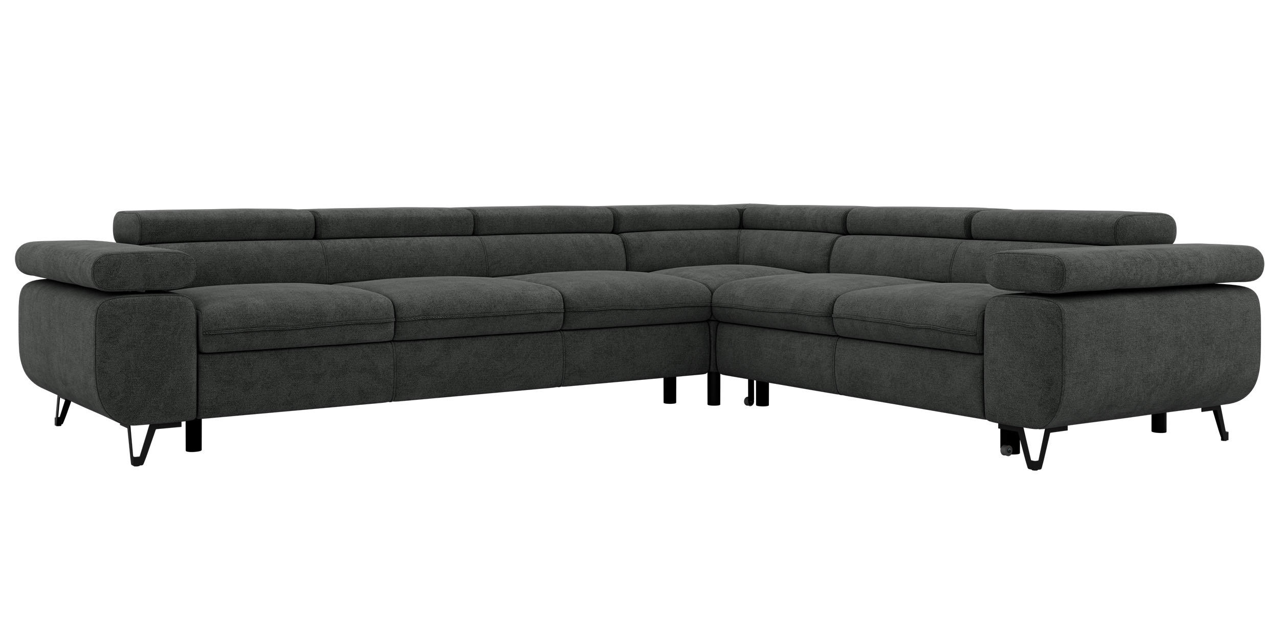ECKSOFA NORDEN L - Dunkelgrau Stukture - Links Seite - Dunkelgrau/Schwarz, Textil/Metall (269/329cm) - MKS