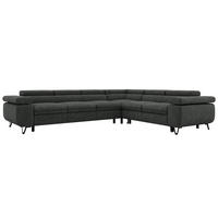 ECKSOFA NORDEN L - Dunkelgrau Stukture - Links Seite - Dunkelgrau/Schwarz, Textil/Metall (269/329cm) - MKS