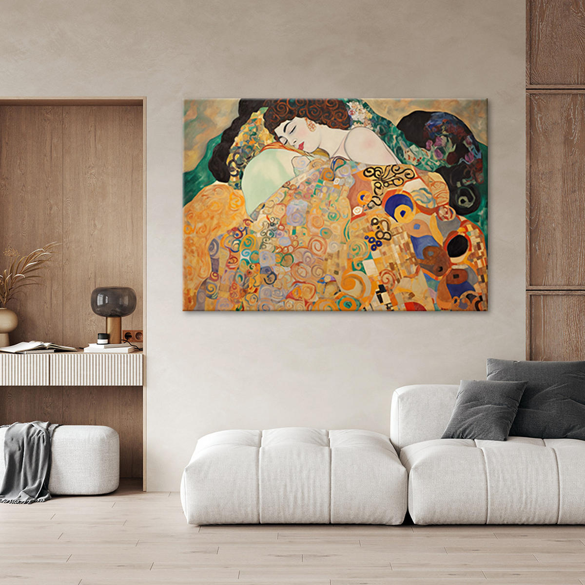 WANDBILD porträt einer frau g. klimt - Goldfarben, Textil (60/40cm) - Feeby