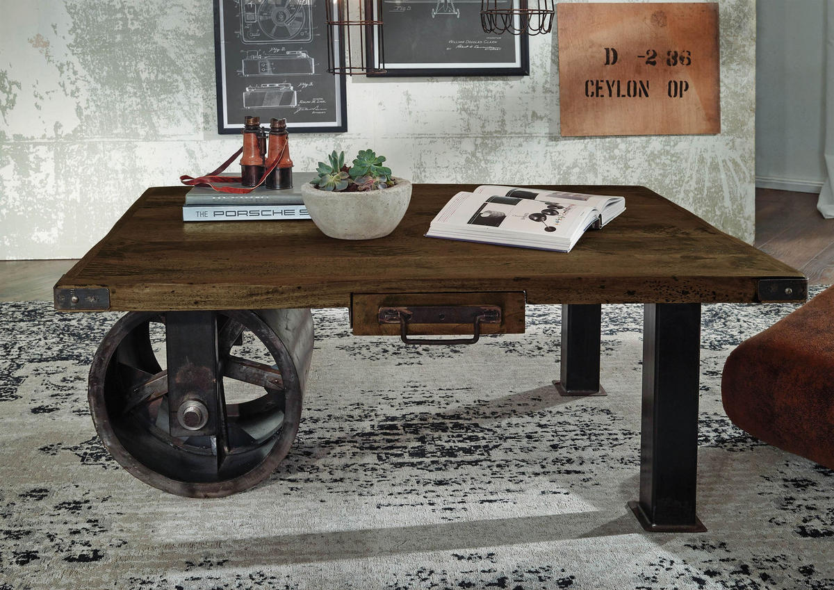 COUCHTISCH Mango 110x80x43 braun lackiert RAILWAY #405 - Braun, Holz (110/80/43cm) - Massivmoebel24