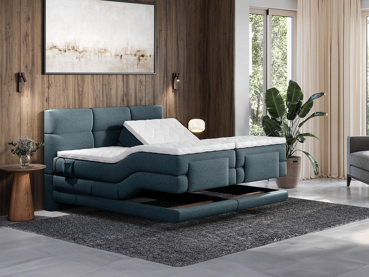 BOXSPRINGBETT - 2 Personen - stoff - blau Lodi - Blau, Textil (80/200cm) - Vente-Unique