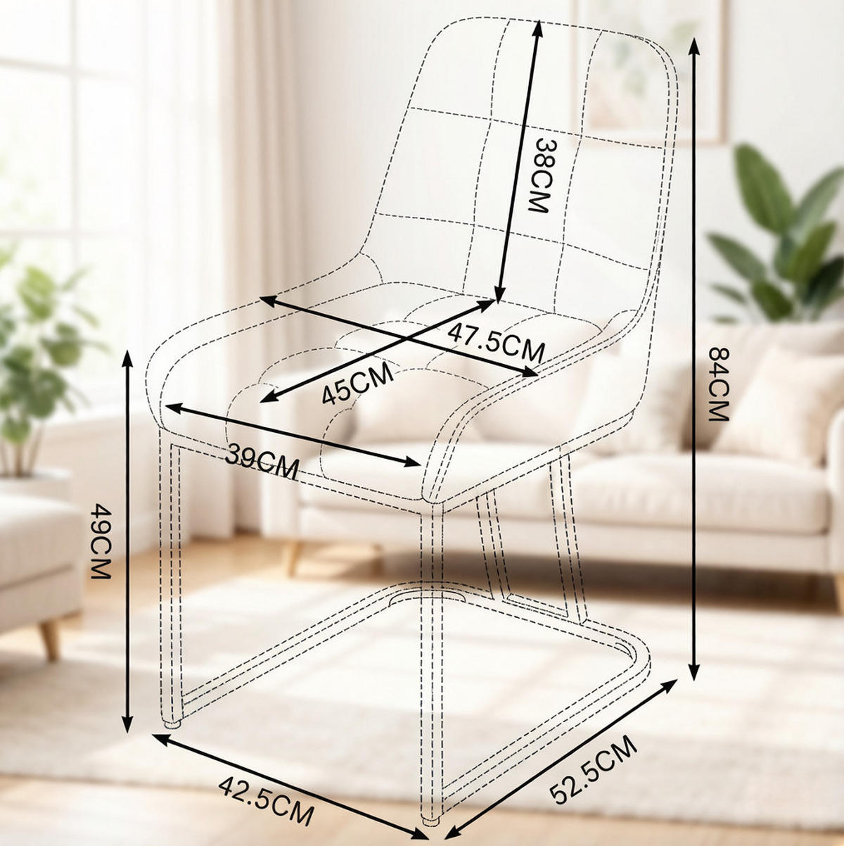 ESSSTÜHLE 2er-Set Beige Samt Metall - Beige, Metall (39/84/45cm) - Meubliv