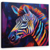 WANDBILD zebra tier pop art - Multicolor, Textil (50/50cm) - Feeby