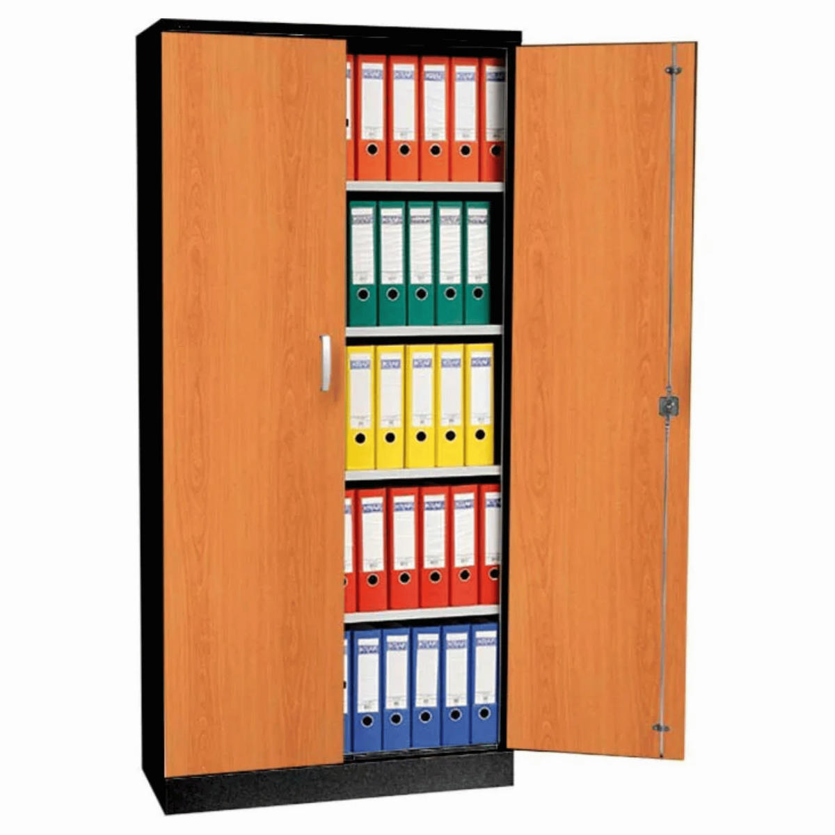 AKTENSCHRANK Beetle 4 Fachböden 195x92x42 cm Schwarz & Erle - Erlefarben, Metall (92/195/42cm)