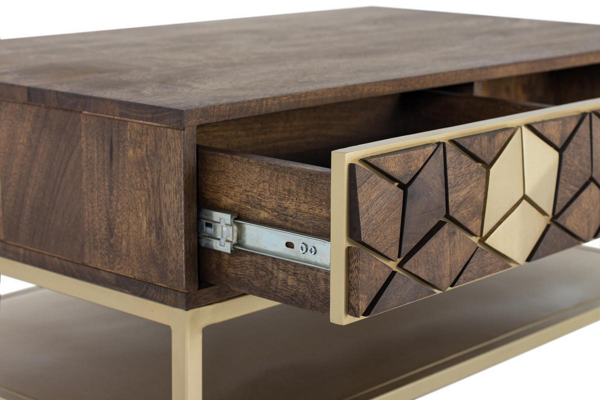 COUCHTISCH aus Mangoholz und Metall - Braun, Holz (100/60/43cm) - Giner y Colomer