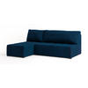 ECKSOFA DOMIRA Blau Plüsch-Stoff mit Schlaffunktion - Blau, Holz (200/141cm) - MASSENO