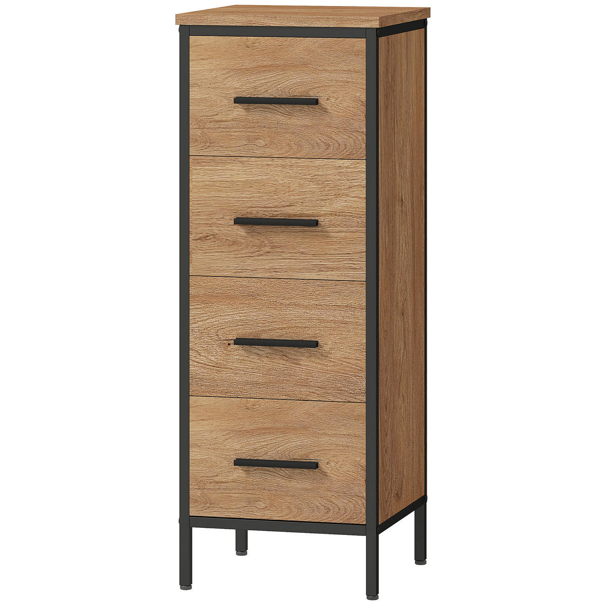 BADSCHRANK Eichefarben und Schwarz 30/30/82 cm - Eichefarben, Holzwerkstoff (30/82/30cm) - PANGIVO