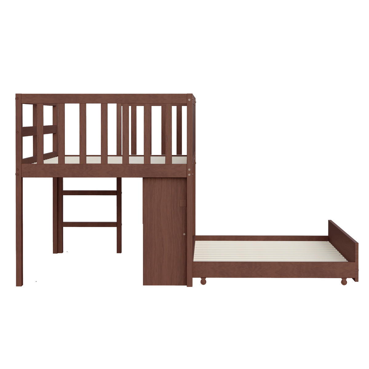 KINDERBETT 90/200 cm braun Multifunktionales Hochbett mit Kletterleiter und Graffiti-Tafel - Braun, Holz (90/200cm) - OKWISH