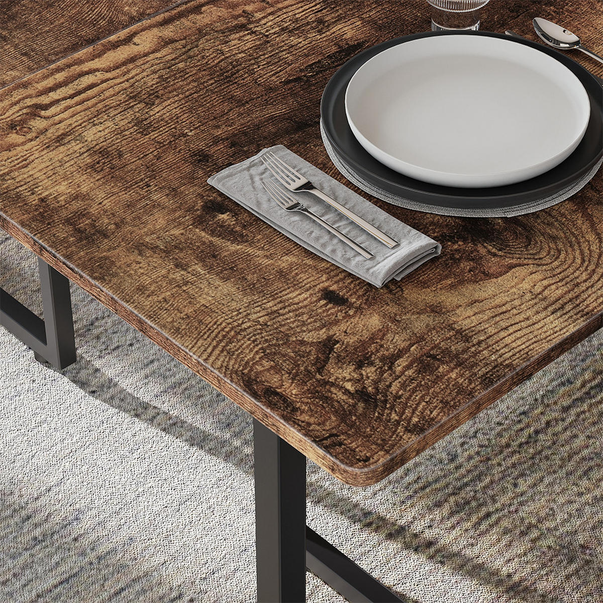 JÍDELNÍ STŮL Merido Rustikální dub/černá - divoký dub, kompozitní dřevo (80/140/75cm) - Vicco