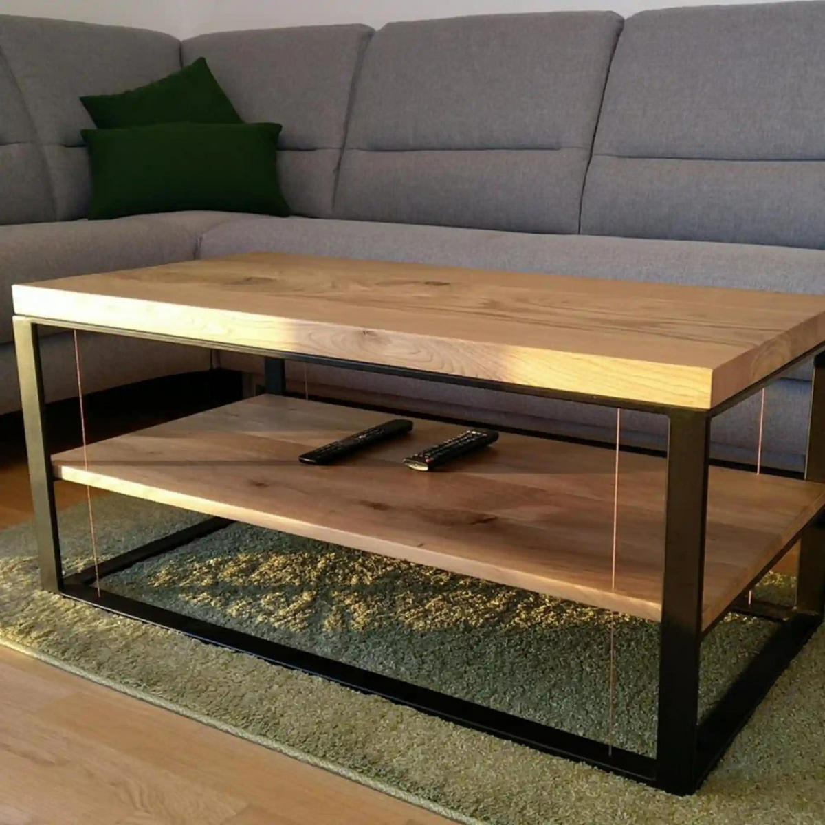 WOHNZIMMERTISCH Industrie Optik aus Massivholz fürs Wohnzimmer IBSEN - Eichefarben, Holz (50/100/45cm) - Rawood Furniture