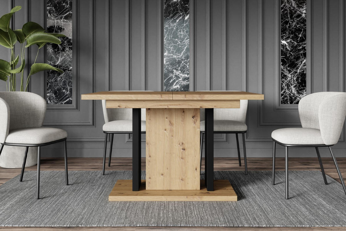 ESSTISCH ausziehbar 140 -180x90x75 cm - Artisan Eiche Optik/Schwarz - ODD - Eichefarben, Holzwerkstoff (120/90/75cm) - ALTDECOR